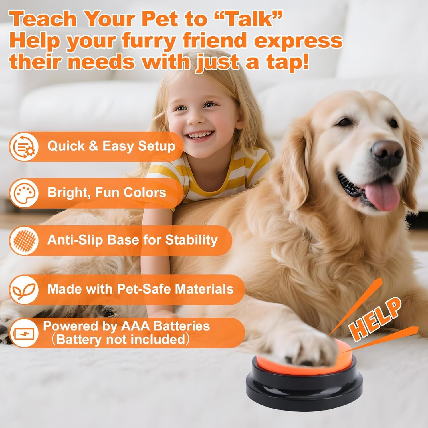 Cablelera Buzzer Enregistrable 6pièces, Bouton de Communication pour Chien avec Enregistrement de 30 Secondes Buzzer Sonore, Bouton Communication pour Animaux