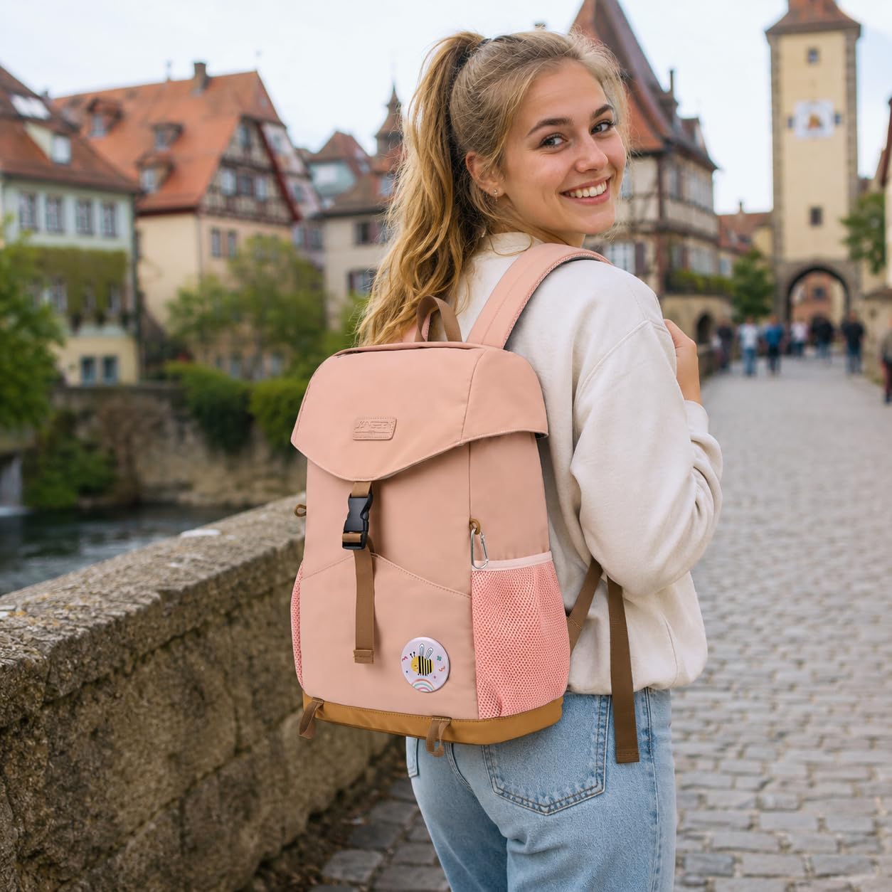 JANSBEN Plecak dziecięcy, 18 l, plecak turystyczny dla chłopców i dziewczynek od 8 lat, na wycieczkę i wędrówki, Rosa, 18 l, Casual