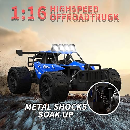 Miniatura 6 de Camión todoterreno con control remoto, coche a control remoto a escala 116, 2.4 GHz de alta velocidad, con una velocidad de 12.4 mih, equipado con
