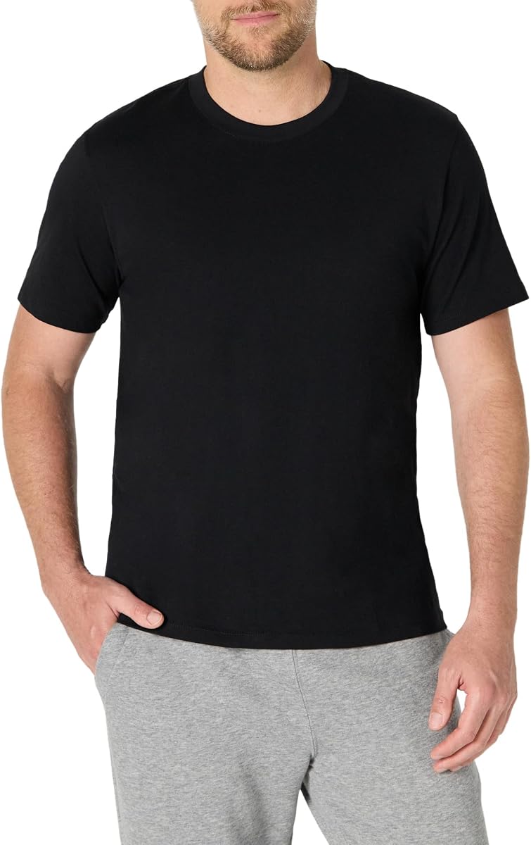 Amazon Essentials Camiseta de punto de algodón de ajuste relajado para hombre, tela suave