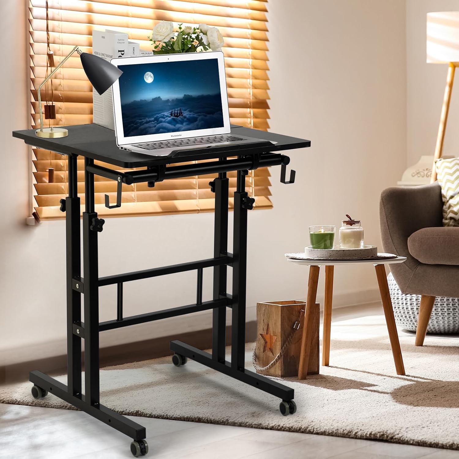 Escritorio De Pie Ajustable 46-120cm – Móvil, Para Laptop O Libros, Ideal Para Oficina, Cama O Sofá