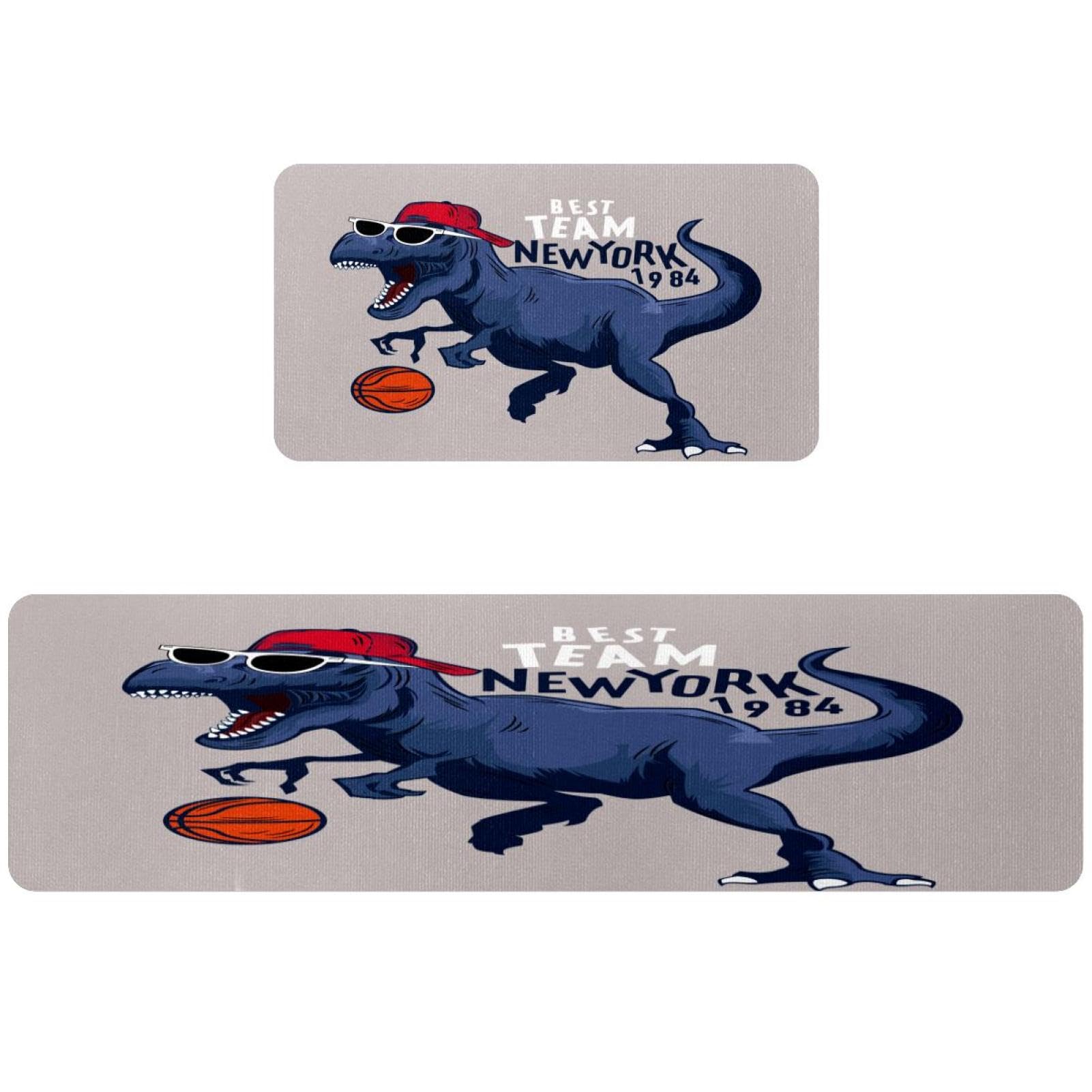 Tapete de cocina de dinosaurio y baloncesto VAPOKF lavable juego de 2 piezas para el hogar