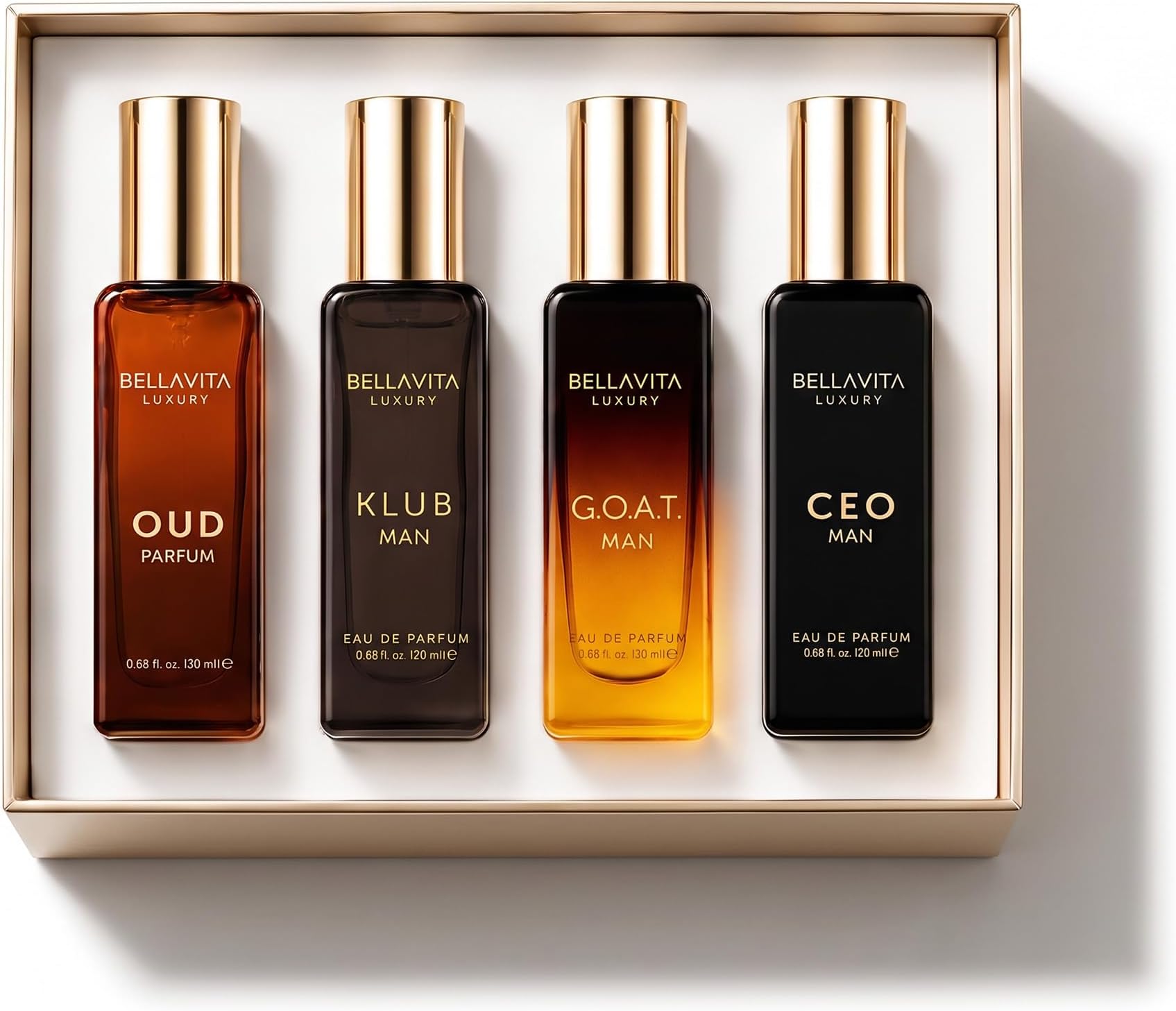 BellaVita Luxury Perfume Gift Set for Men | Includes CEO Man, KLUB, OUD, GOAT, Perfumes | Woody, Citrusy and Dominating Long Lasting Mens Perfume Set | Oud Perfume for Men | Luxury Collection Perfumes
