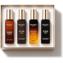 Bellavita Luxury Men's Perfume Gift Set with CEO Man, G.O.A.T., Klub, and Oud | 80ml | Perfume for Men | Lavender, Patchouli, Lemon, and Caramel Notes | Long Lasting Men's Fragrance