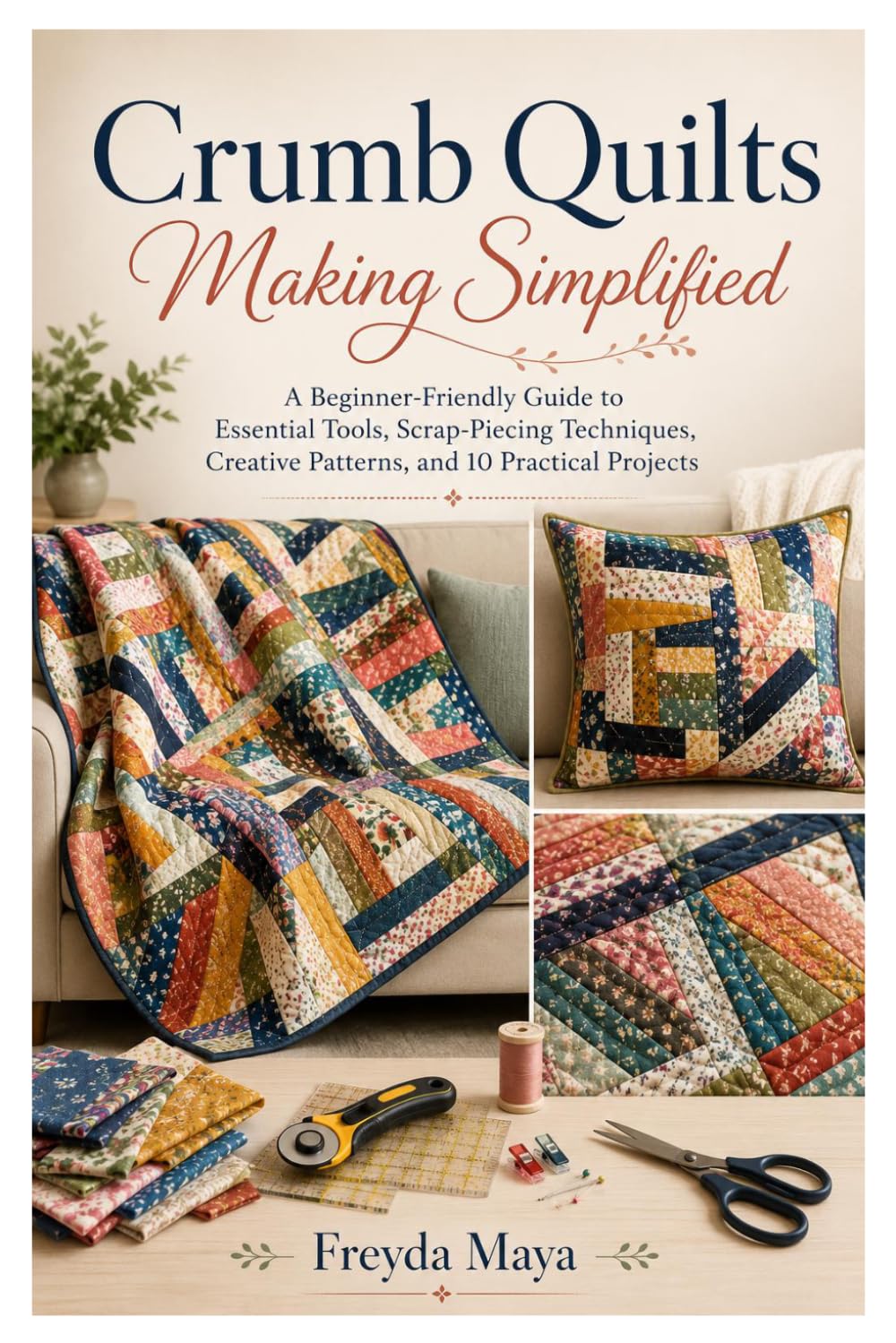 Crumb Quilts Making Simplified: A Beginner-Friendly Guide to Essential Tools, Scrap-Piecing Techniques, Creative Patterns, and 10 Practical Projects
