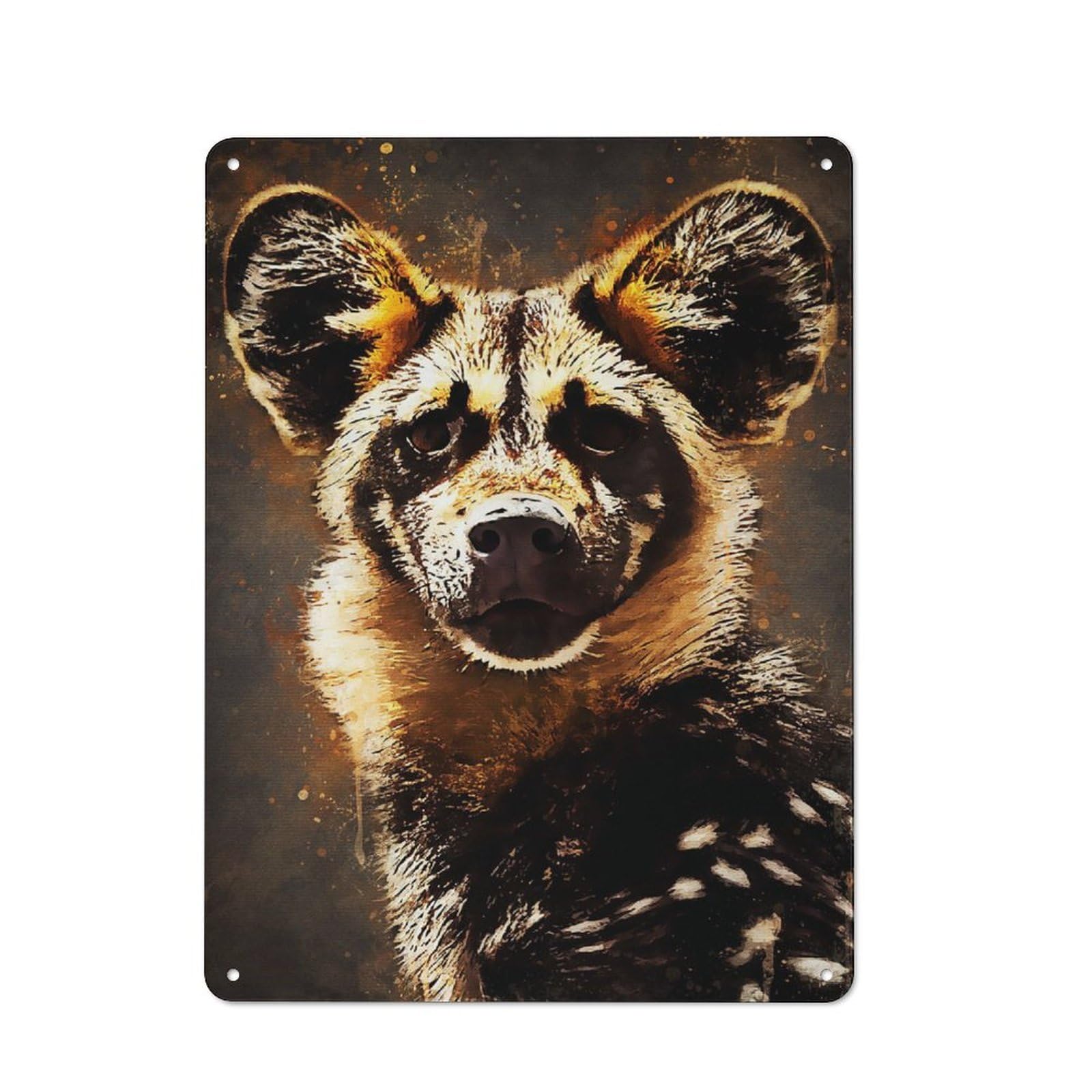 Cute Hyena Metal Wall Plaque for Travel Lovers, Birthday, Housewarming Or Christmas Gift, 40x30cm