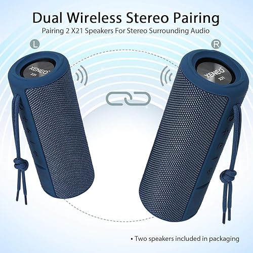Miniatura 2 de X21 Altavoces inalámbricos Bluetooth portátiles duales impermeables para estéreo con radio FM, tarjeta micro SD, IPX6, 30 W para exteriores, hogar,