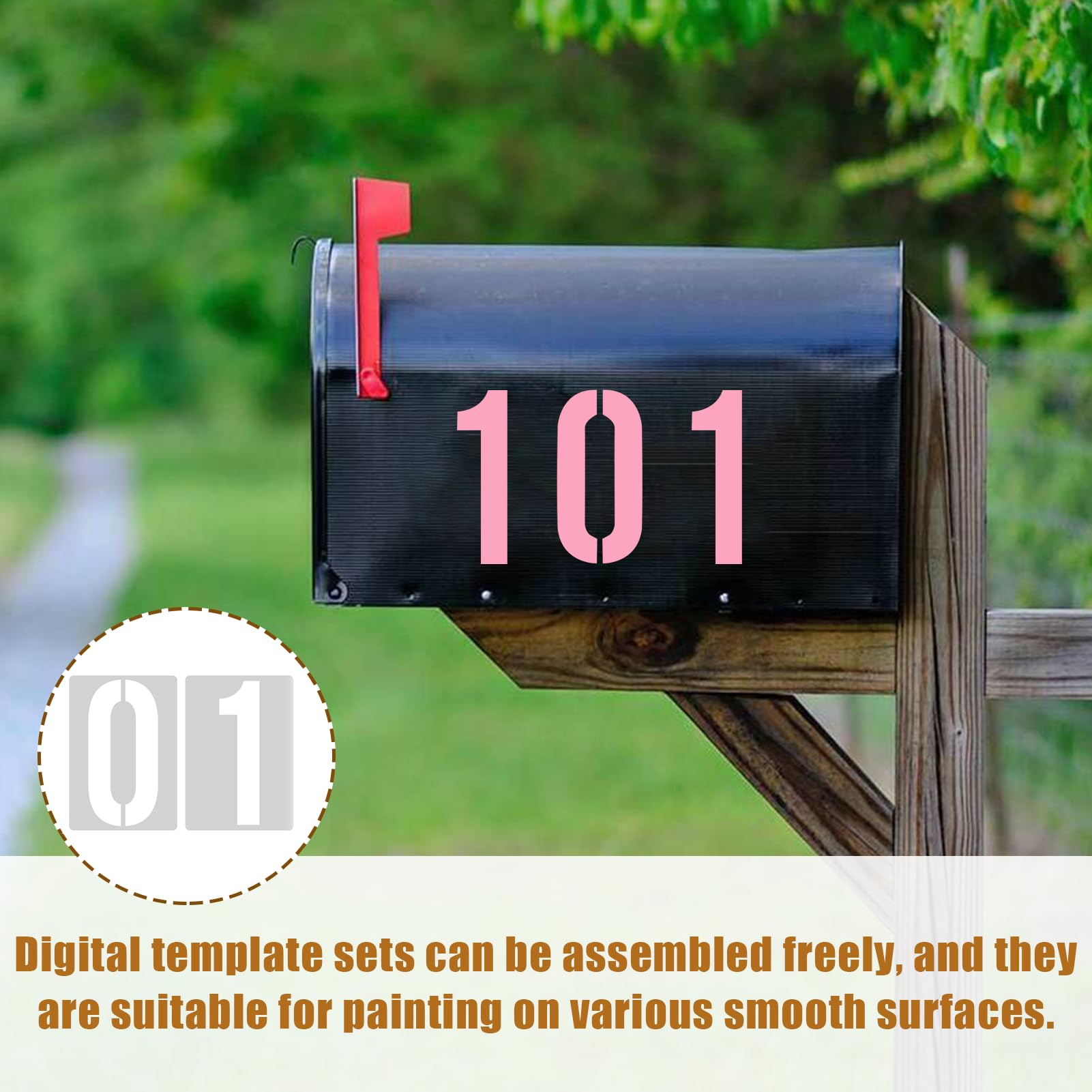 Pochoirs à chiffres grands formats 30 cm, lot de 10 pochoirs à chiffres 0-9, réutilisables, adaptés à la peinture et à la décoration DIY, pochoirs à peinture - 5