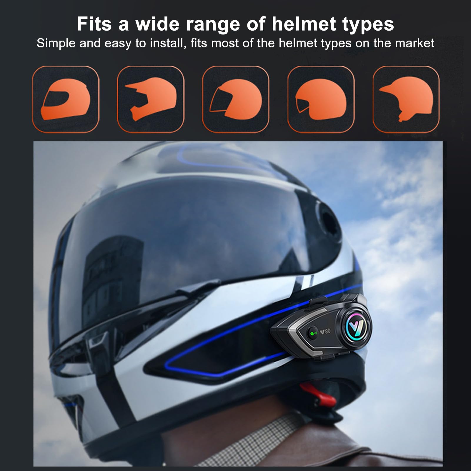 Altoparlanti del Casco da Motocicletta, Auricolare Bluetooth 5.3 Bluetooth IP67 Auricolare per Moto Impermeabile per Cavalcare (nero)