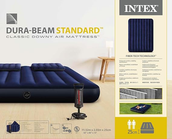 Intek 64765 Classic Camping Bed 152x203 cm Pillow+Pump Set, water sports, beach material, inflatable product, swimming accessory, camping, diving, safety