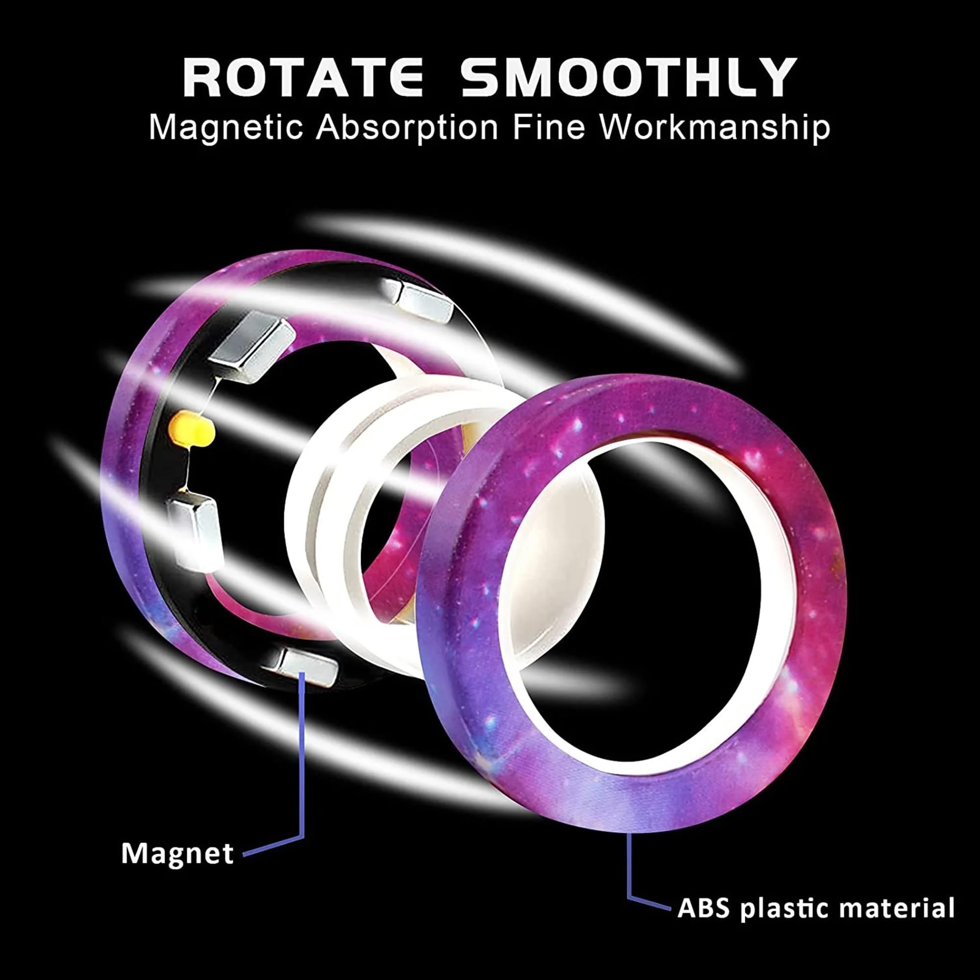Kidology Magnetic Fidget Rings, Fidget Spinner Therapy Toys for Sensory Play, Magnetic Fidget Toy,, Stress Relief Anxiety Rings for Kids & Adults (Pink/Purple) 1