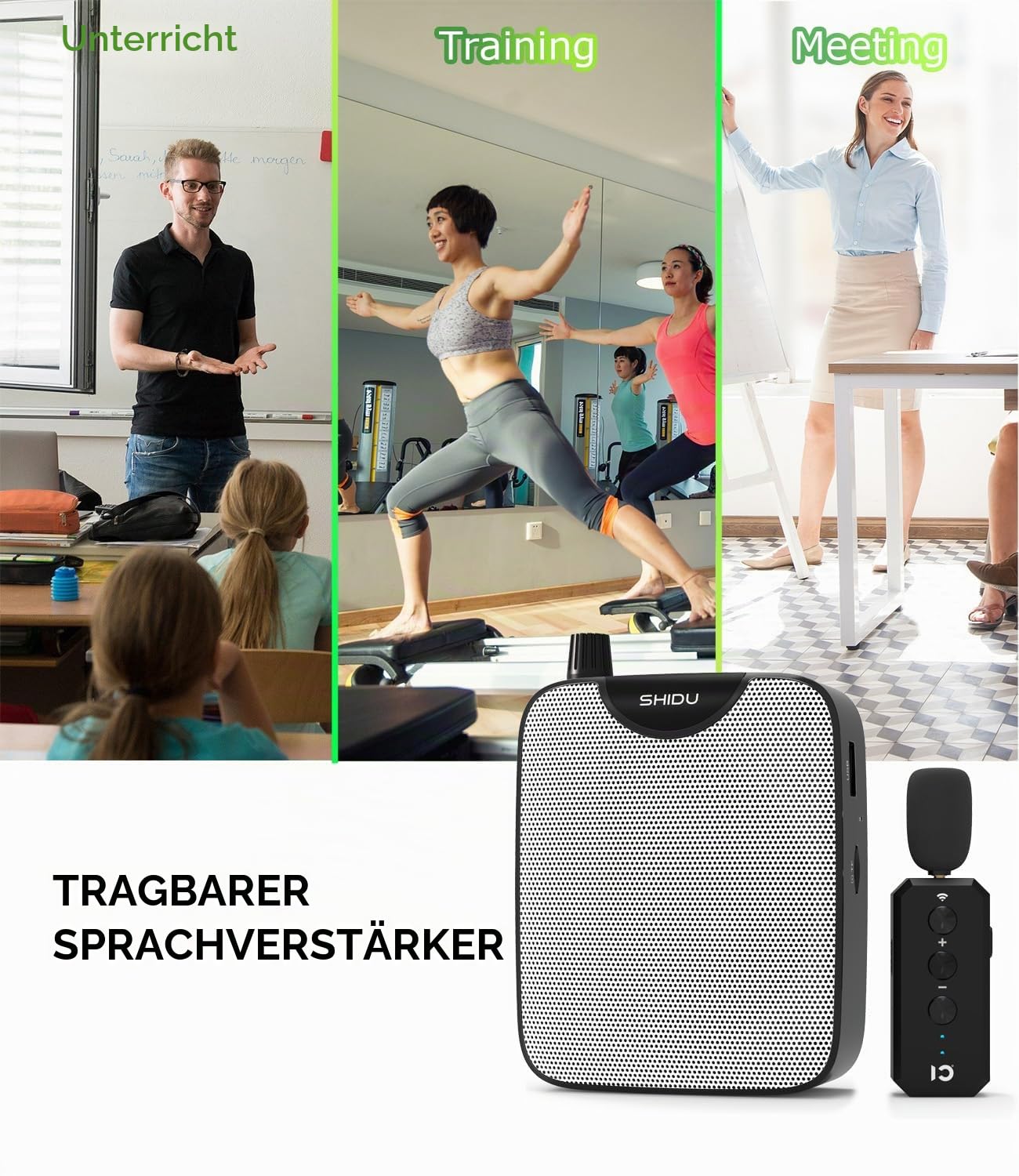 Sprachverstärker tragbar Blutooth Lautsprecher, Sprachverstärker mit mikrofon kabellos, Wiederaufladbares PA System für Reiseleiter,Lehrer,Trainer,Yoga,Outdoor,Vorträge