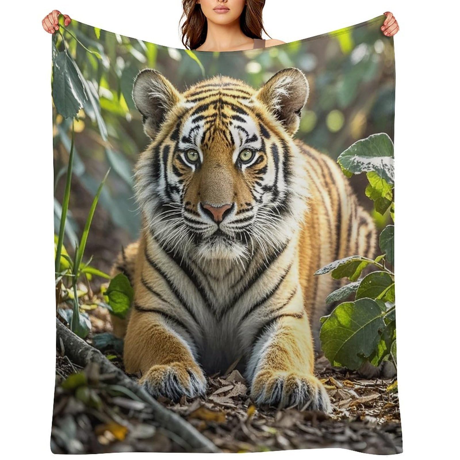Flannel Big Tiger Throw Blanket for Couch Super Soft Fuzzy Cozy Flannel Blankets No Shed No Pilling FAnti-Static Winter Bed Blanket Decorative and Giftable Blankets