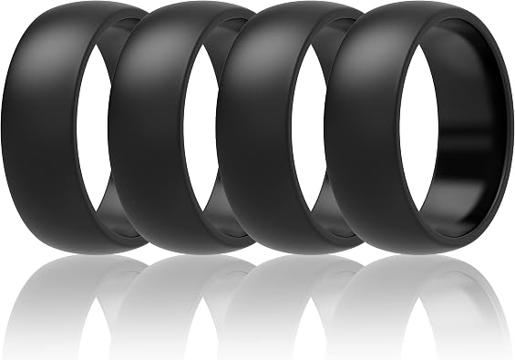 ThunderFit Mens Silicone Rings Wedding Bands, Classic & Striped Style 8.7 mm Wide 2.5mm Thick - 1/4/7 Variety Multipack