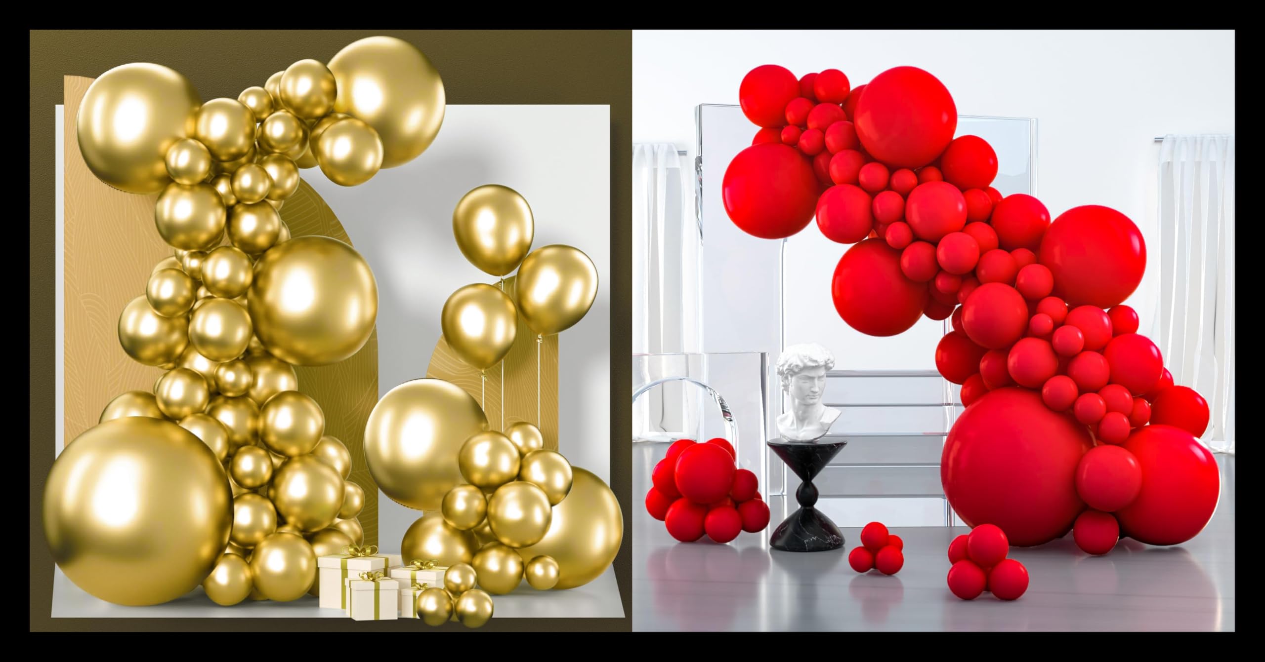 PartyWoo Metallic Gold Balloons 127 pcs and PartyWoo Red Balloons 127 pcs