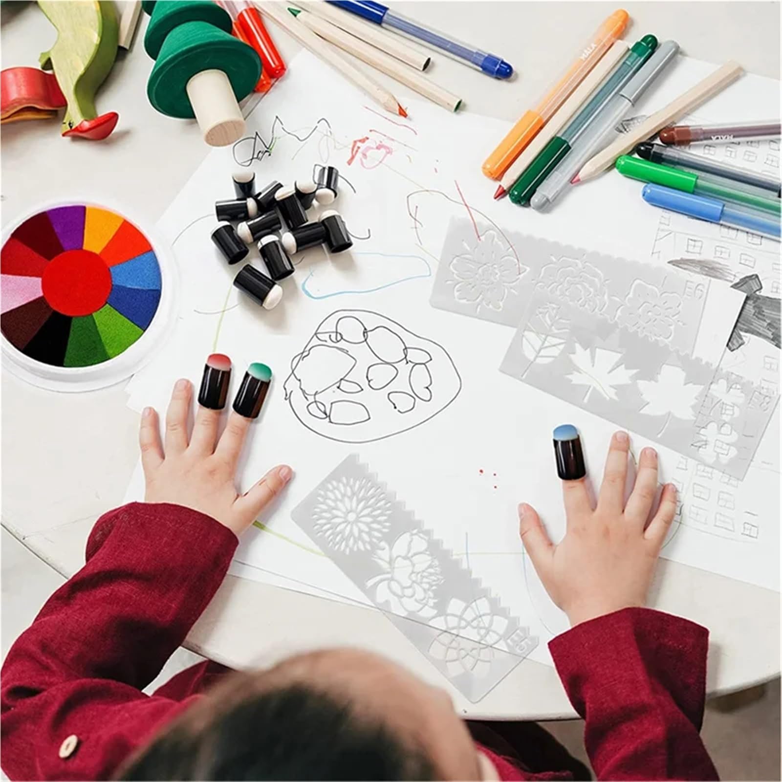 Gąbka na palec Daubers 100 szt. losowy kolor gąbka na palec farba podkładki atramentowe pędzel do stemplowania ręcznie robiony DIY rzemiosło scrapbooking malowanie tworzenie rysunku