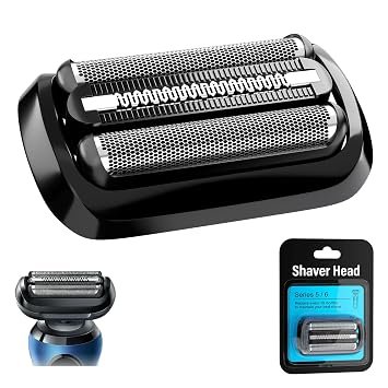 Electric Shaver Replacement Head Compatible With Braun Series 5/6, 53B Foil & Cutter Wet and Dry Easily Attach for Razors 5020cs 5018s 5035s 5049cs 5050cs 6020s 6040cs 6075cc 6072cc Black