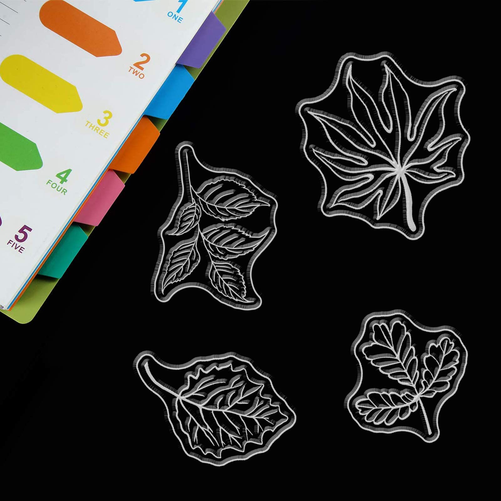 Tampons Transparents En Silicone Feuilles D'Arbres - Set DIY Pour Scrapbooking, Cartes Et Décoration - Réutilisables Et Faciles à Nettoyer