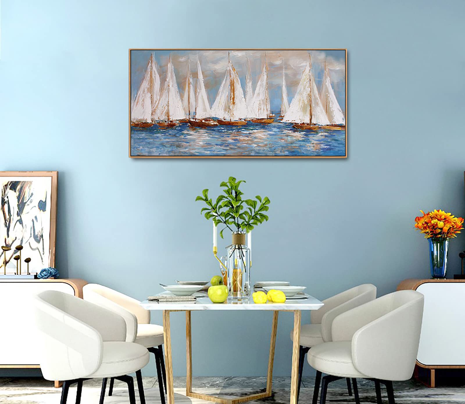 Large Framed Wall Art Painting - Picture Frames Collage Wall Decor, Abstract Wall Art Decor | Wall Art for Living Room Office Bedroom Wall Decor Decoration Dark Framed Wall-Art With Soild wood