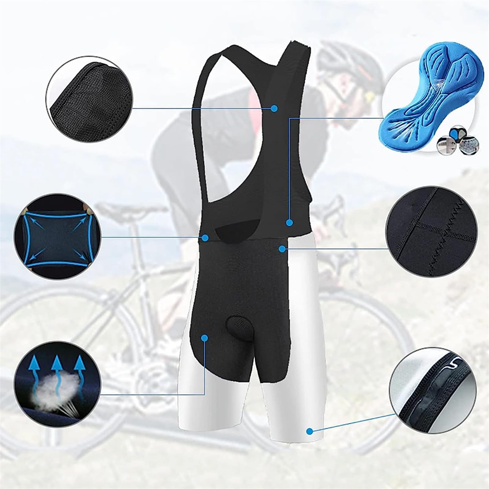 Abbigliamento Completo Ciclismo Uomo Estivo Tuta Bici da Corsa Professionale Maglia MTB + Pantaloncini Imbottiti con Gel 9D,Salopette Pantaloncini Corti
