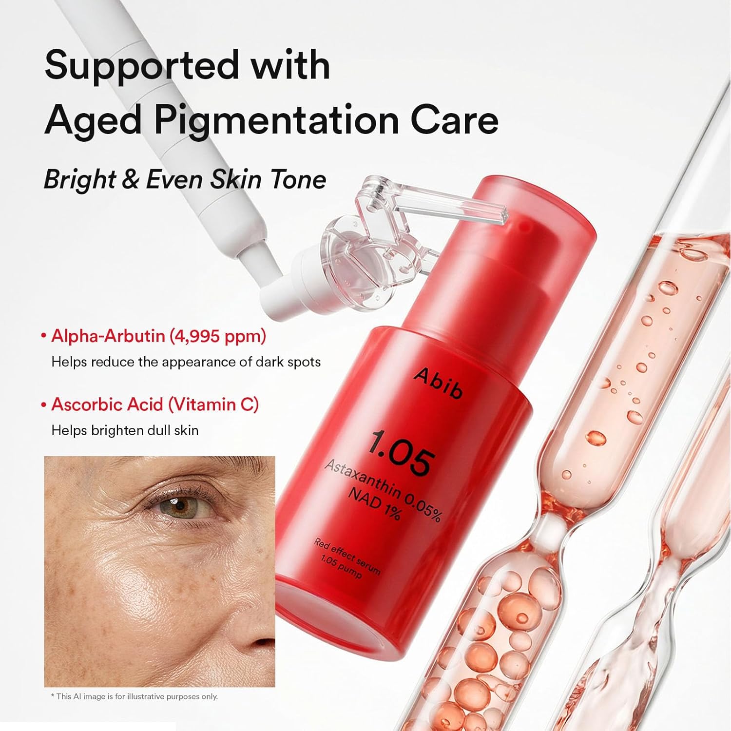 Abib Red effect serum 1.05 pump 1.01 fl oz Anti-aging Facial Skincare with Nicotinamide Mononucleotide (NMN) 1% & Astaxanthin 0.5% for 24-Hour Antioxidant & Anti-Wrinkle Support for All Skin Types