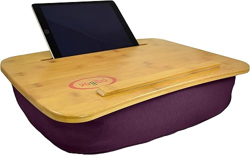 Yogibo Traybo 2.0 - Escritorio de regazo superior de bambú con almohada para laptop, ranura integrada para tableta o teléfono, almohadilla de regazo