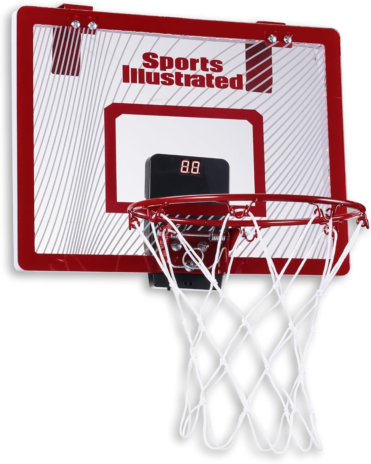 Sports Illustrated - XL Basketball Hoop, Adjustable Height & Automatic Score Counter, Complete Set with Ball and Pump for Indoor and Outdoor Play