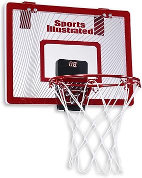 Sports Illustrated - XL Basketball Hoop, Adjustable Height & Automatic Score Counter, Complete Set with Ball and Pump for Indoor and Outdoor Play
