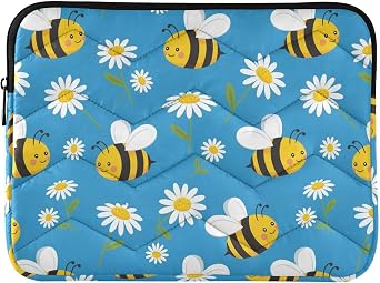 Bee Daisy Blue Laptop Sleeves Portable 15 Inch Computer Protective Cover Bag 16 Inch Notebook Carrying Case for Tablet Women Men