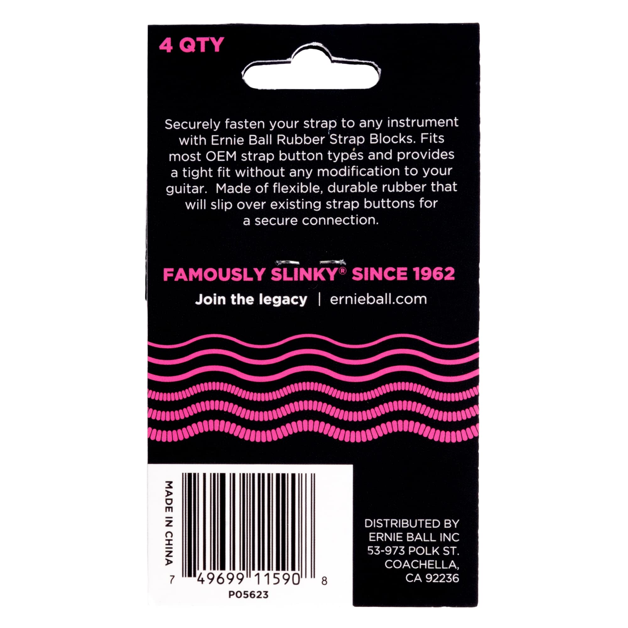 Ernie Ball Strap Blocks 4pk - Pink