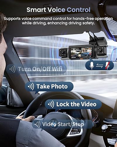 Miniatura 4 de Cámara de tablero de 4 canales de 360 para automóviles, STARVIS 2 IMX675, 2.7K+1080P*2+2K, cámara de tablero interior frontal trasera interior, GPS