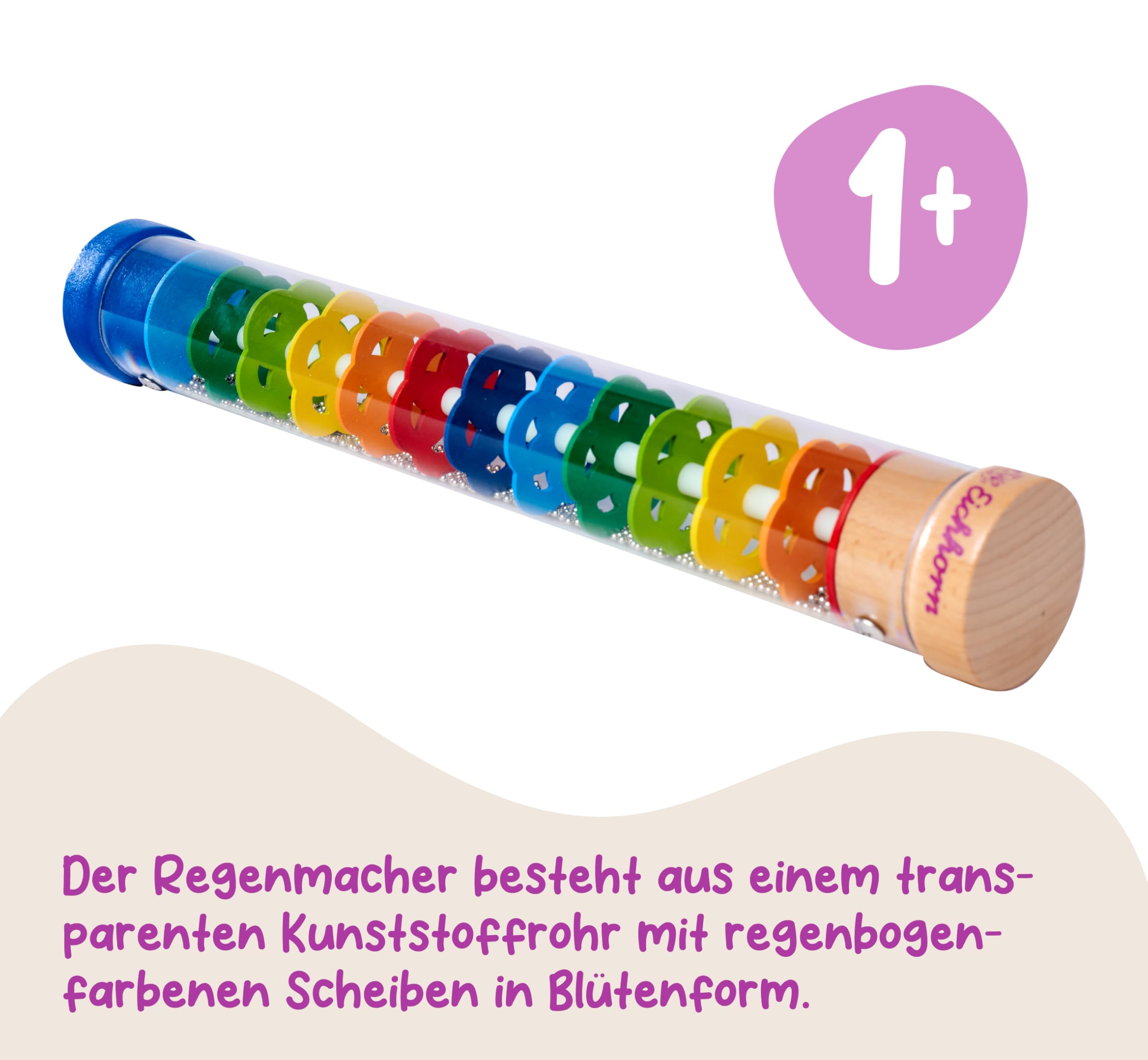 Juego De 5 Bolas De Sonido Eichhorn – Madera De Haya Y Cerezo, Cada Una Con Sonido Distinto (sonajero, Campana, Chirrido), Pa' Bebés De 1 Año