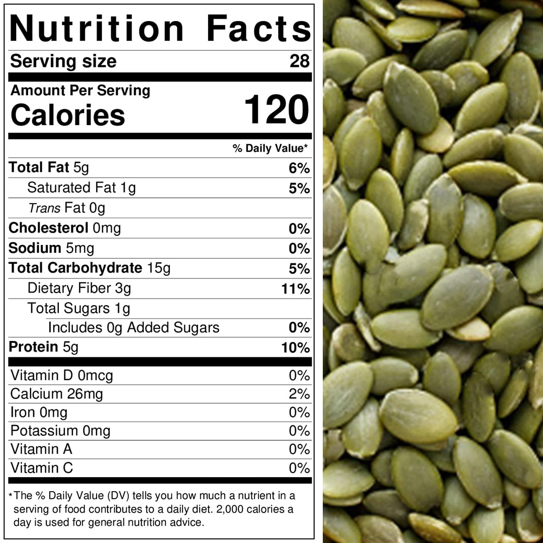 Pumpkin Seeds, Raw Shelled Green Pepitas, Premium, Natural Snack, Eating Or Cooking, Nutritious, Packed in a resealable pouch bag of 2 lbs. (32 oz.) by Presto Sales LLC