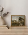 InSimSea Framed Canvas Wall Art for Living Room Bedroom Decor, Vintage Outskirts Painting Prints Farmhouse Decor, 8x10in Samll Bathroom Decor Wall Art