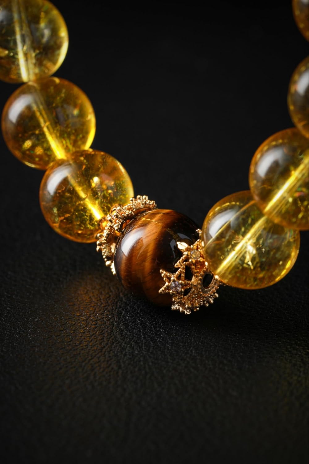 Autumn Yellow Topaz Beaded Bracelet for Women – Handmade Jewelry with Golden Tiger Eye and Rose Accents, Symbol of Wealth & Confidence - Image 2