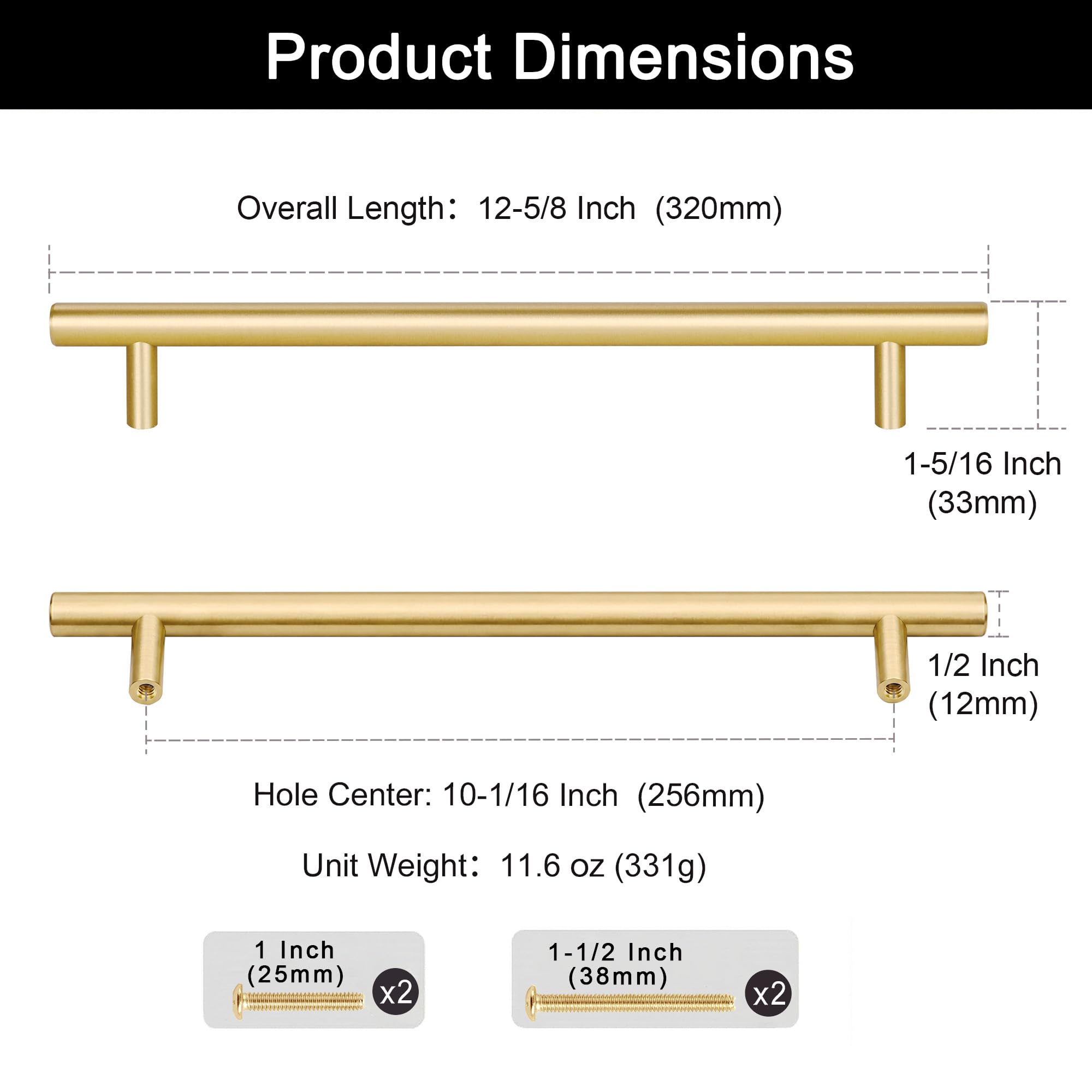 QOGRISUN Cabinet And Furniture Pulls 10-Inch(256mm)Hole Centers