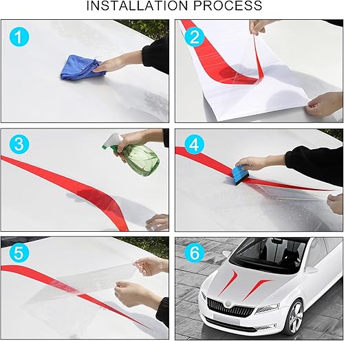 Miniatura 6 de TOMALL 2 calcomanías de rayas para capó de automóvil de 39 pulgadas para automóvil, carreras de automóviles, deportes, rayas laterales, falda, capó