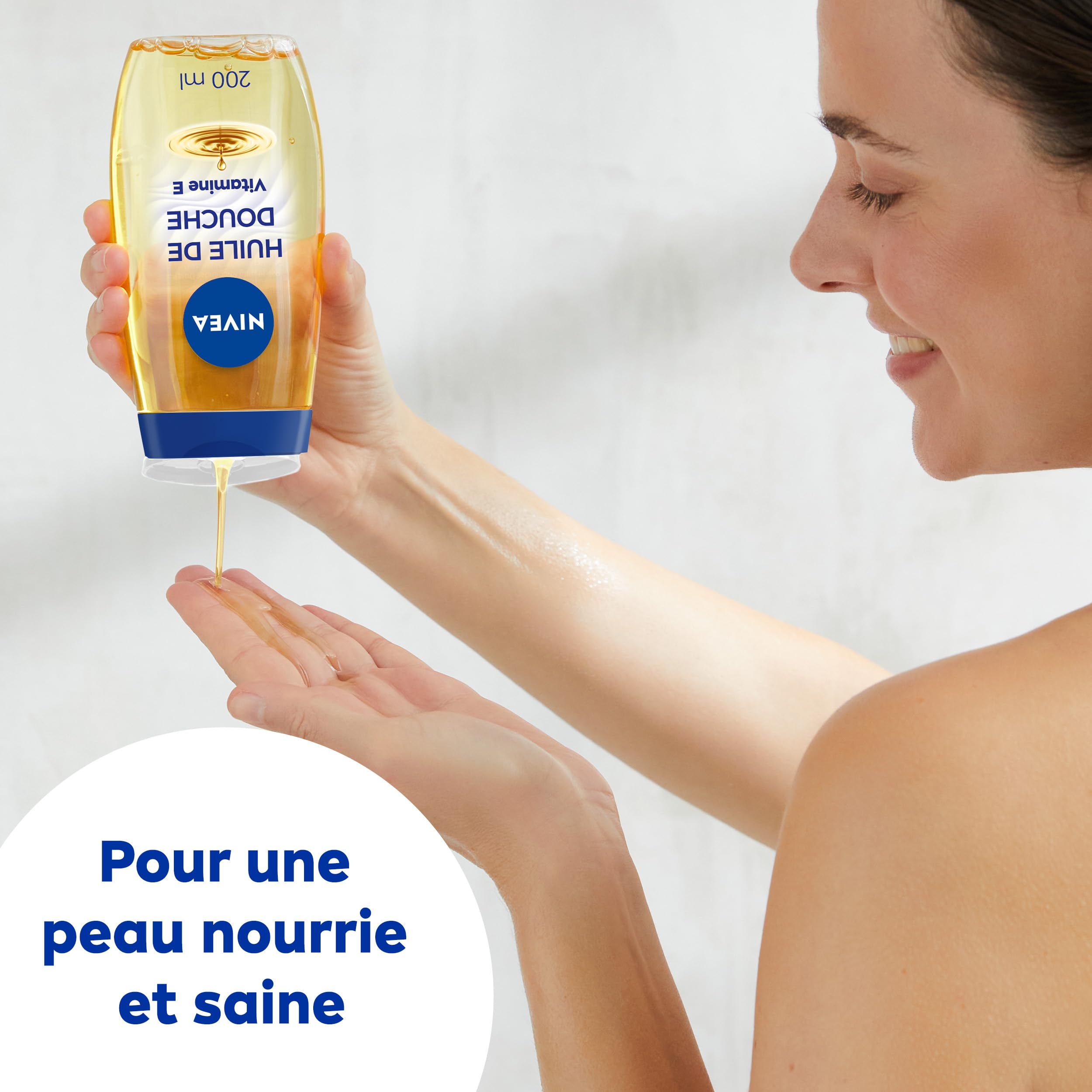 NIVEA Huile de Douche nourrissante 200 ml Gel douche soin Vitamine E huiles naturelles