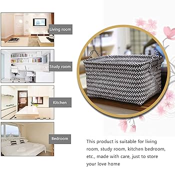 Amazon.co.jp: 厚手のプラスチック製織布バスケット、ハンドル