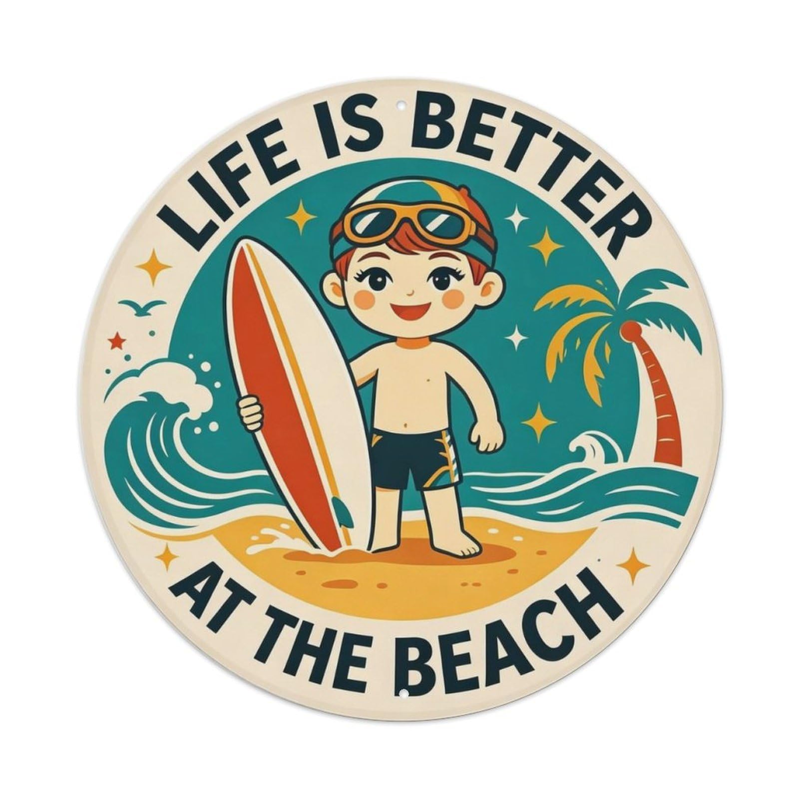 Vintage Surfing Beach Lover Metal Tin Sign Plaque