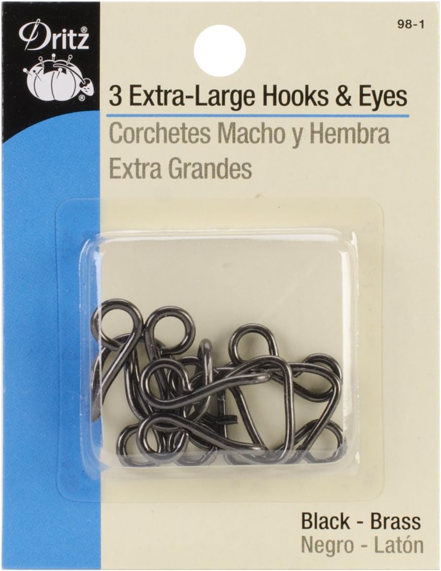 Dritz Extra-Large Hooks & Eyes, 3 Count, Black