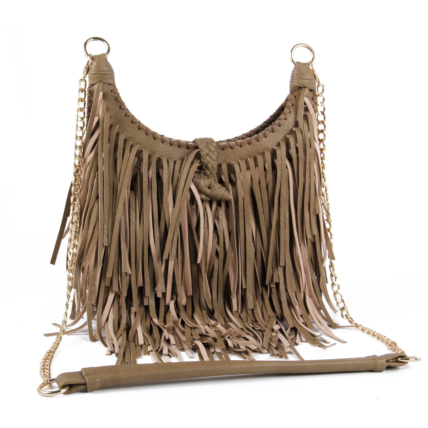 Borse a spalla hobo a tracolla in nappa con frange in pelle scamosciata sintetica da donna