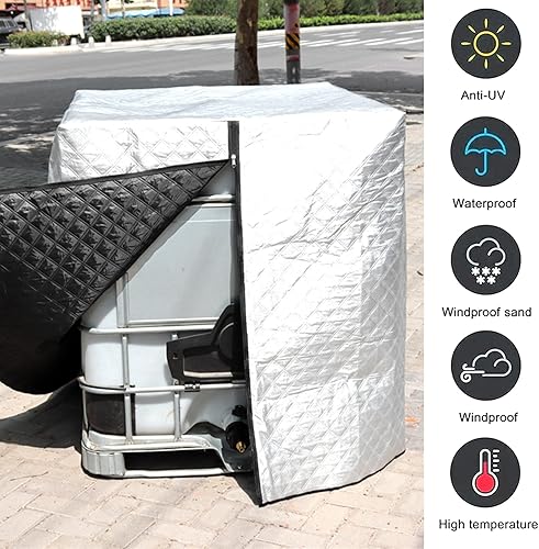 Miniatura 6 de SYlive Funda profesional IBC de 275 galones 1000 litros cubierta protectora para tanque de agua con barril de lluvia IBC para exteriores con muebles