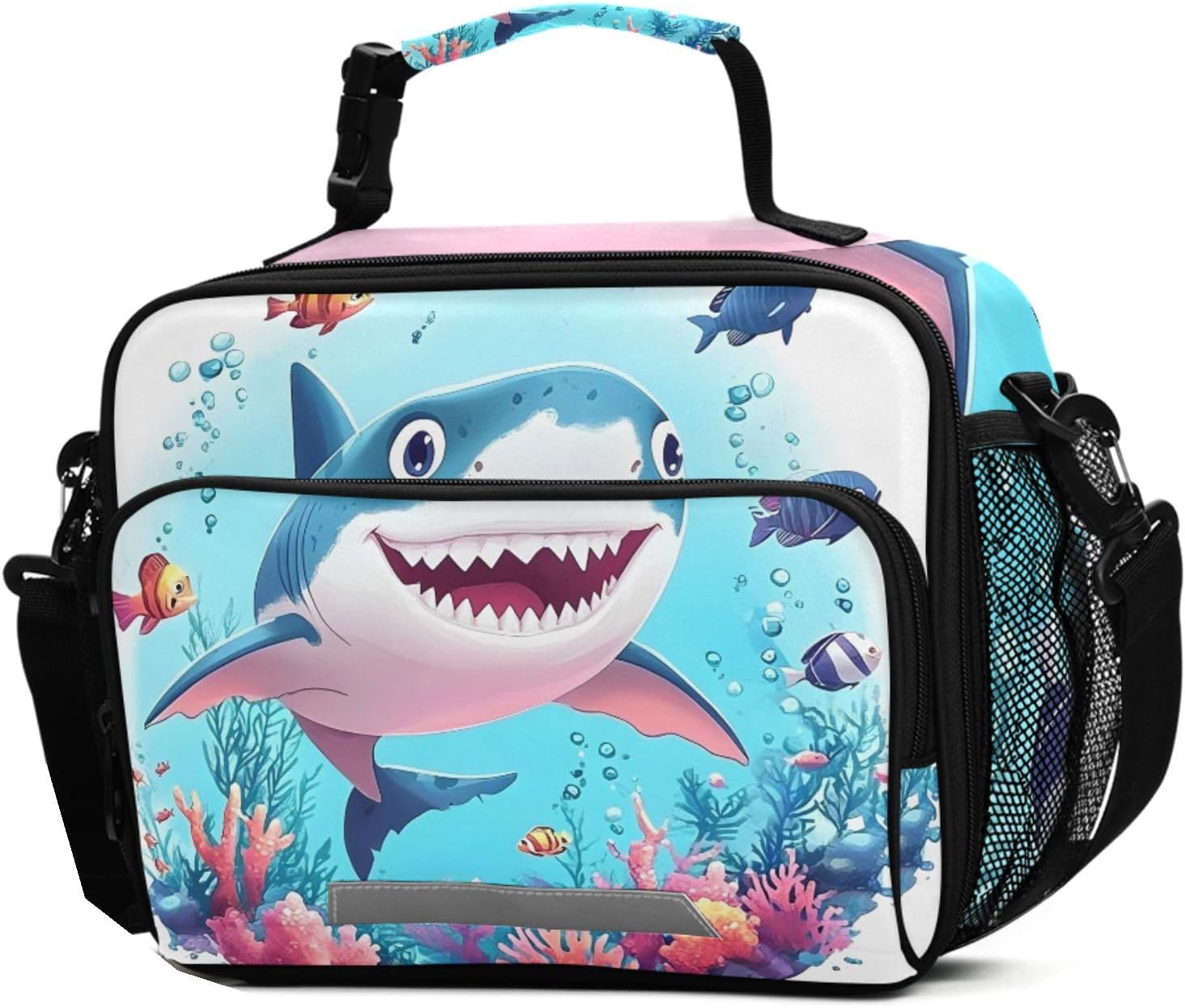 Shark Blue Sea Baby Lunch Box for Girls Kids Insulated Lunch Bag Boys Lunchbox Reusable Cooler Tote Freezable Shoulder Strap for School Picnic