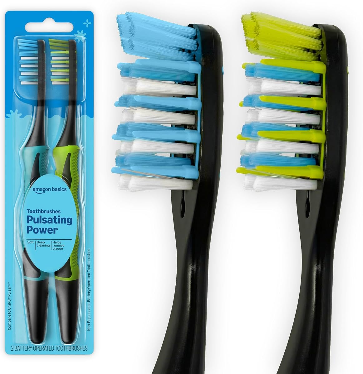 Cepillos de dientes suaves para adultos: limpieza profunda pulsante con cerdas suaves, 2 unidades, colores surtidos, el empaque puede variar