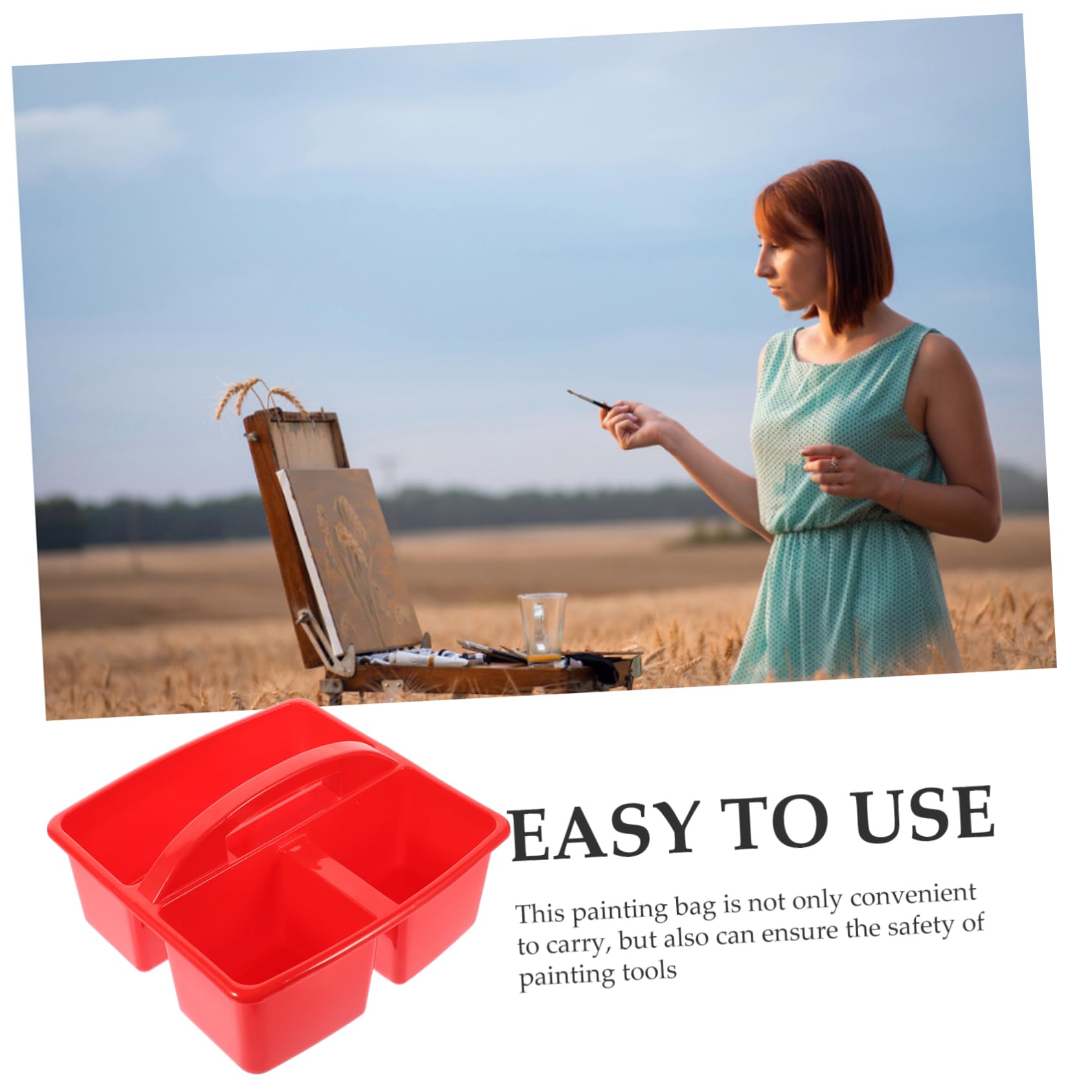 2pcs Organisateur de Fournitures D'art Plastique à Compartiments Grand Volume avec Poignée pour Rangement de Matériel de Dessin Peinture