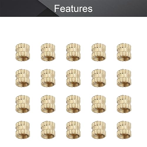 Miniatura 3 de MroMax Tuercas de inserción moleteadas M3, rosca métrica hembra M3x4x4mm, tuercas de incrustación de cobre roscadas prensadas a través de agujeros