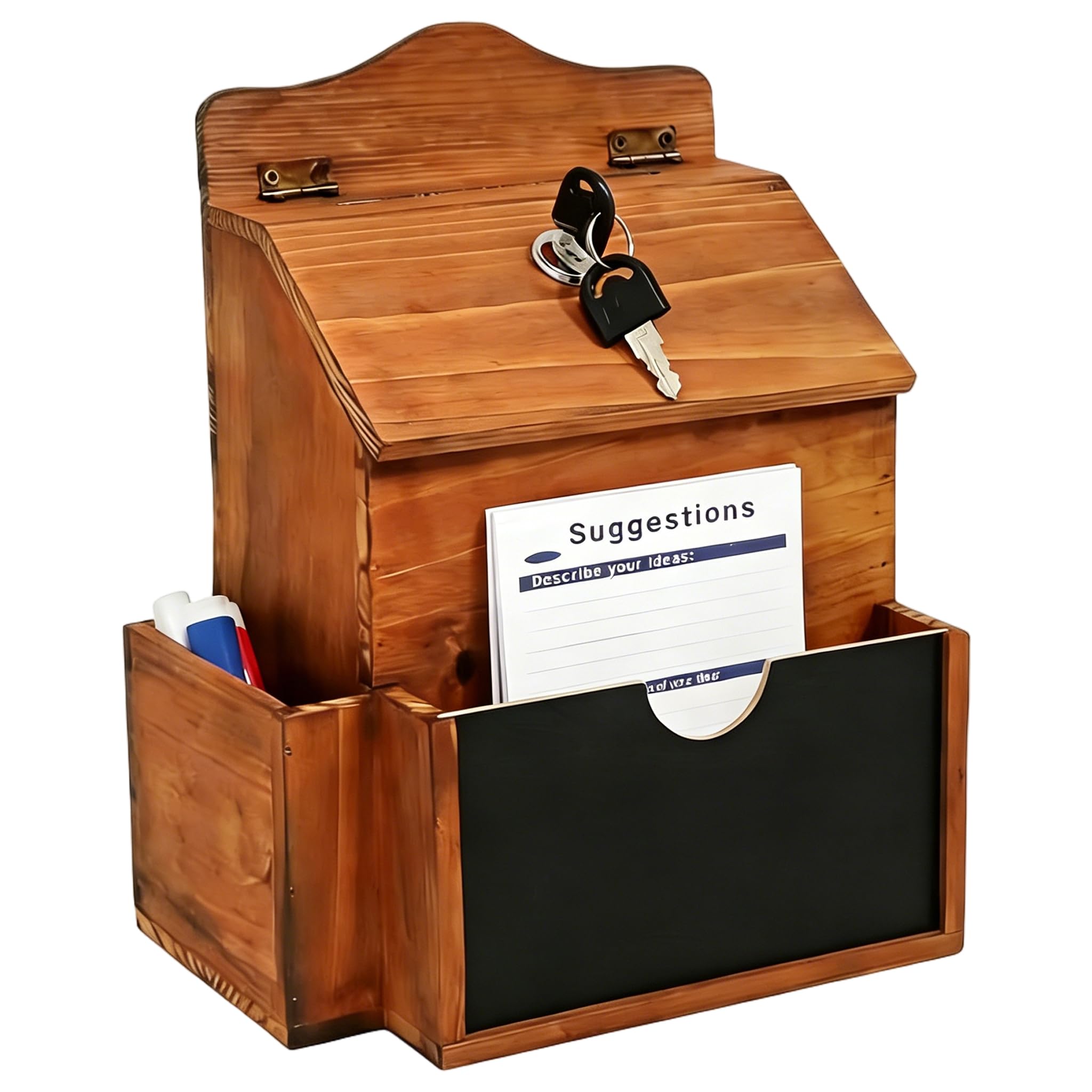 Boîte de demande de prière avec serrure, boîte à pointes en bois, marron clair