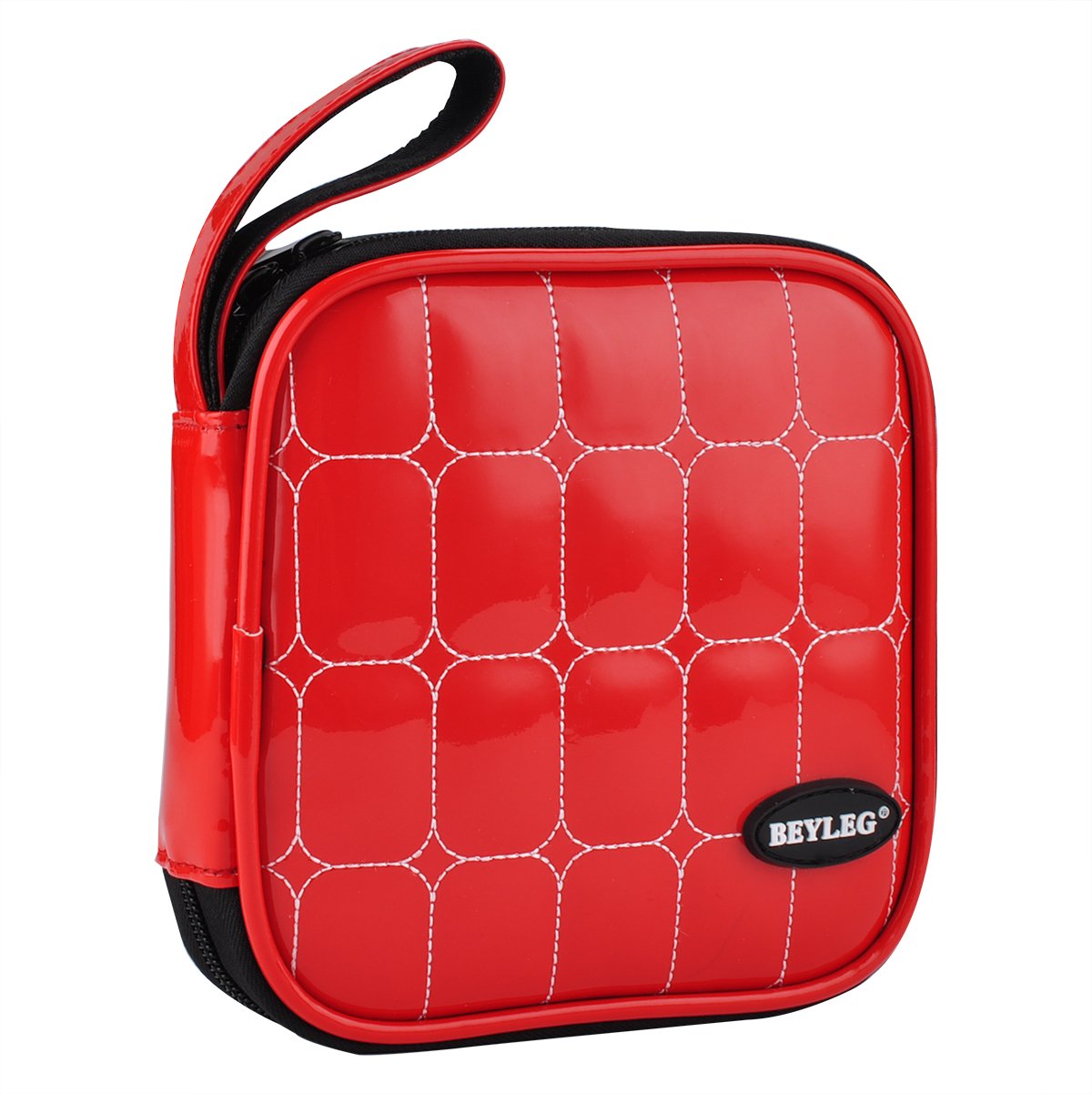 Wismart 32 Capacity Pu Leather Shell CD DVD Blu-ray Media Case Storage Holder Organizer Wallet for Car, Home, Office and Travel Carrying Protector Organizer(32-Capacity, Red)