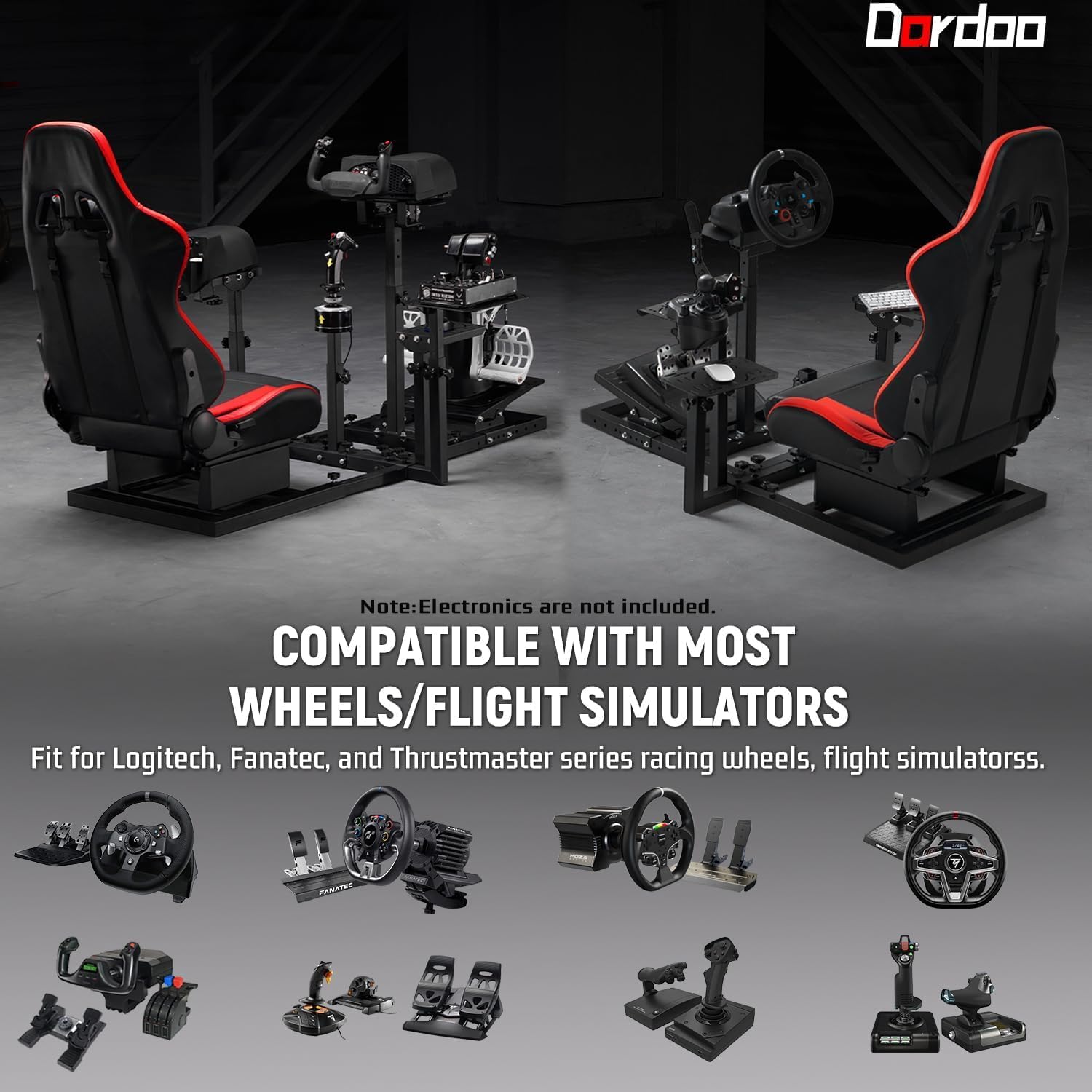 Dardoo Universal Flight&Racing Simulation Cockpit Gaming Seat Compatible with Thrustmaster HOTAS Warthog Logitech G25 G27 Wheel,Pedal,Throttle,Joystick Not Include